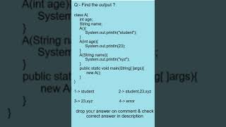 Check answer on description javatutorial javashorts javaquiz javacoding [upl. by Eimmij56]