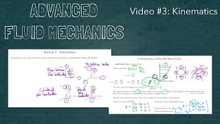 Advanced Fluid Mechanics  Video 3  Kinematics [upl. by Eetsim]