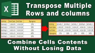 How to Transpose multiple rows and columns in Microsoft Excel formula [upl. by Gretel]