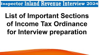 important sections of income tax ordinance 2001 for inspector inland revenue interview preparation [upl. by Manolo]