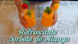 REFRESCANTE receta de SORBETE de MANGO 🥭 rápida y fácil [upl. by Amatruda]