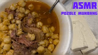 ASMR Pozole Mukbang eating sounds whisper ramble [upl. by Hairahcaz766]