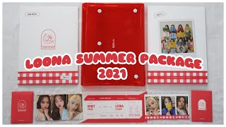 ✨ UNBOXING LOONA 2021 SUMMER PACKAGE with preorder phototcards  photobook flip through  이달의 소녀 [upl. by Hollah]