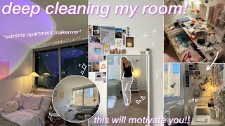 DEEP CLEANING MY ROOM extreme nyc apartment makeover spring cleaning declutterring amp organizing [upl. by Dionisio583]