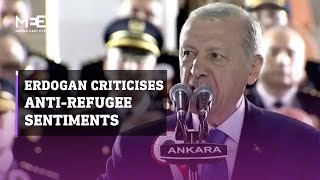 Erdogan criticises antirefugee sentiments during police academy graduation ceremony speech [upl. by Sternlight]