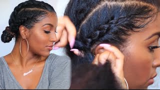 How To Cornrow Braid With Double Buns  naturalneiicey [upl. by Ruosnam880]