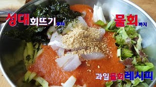 바로 잡은 성대 회뜨기와 물회 만들기 동영상 Sashimi Korean Seafood [upl. by Yvel]