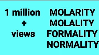 Chemistry  molarity  molality  normality  formality [upl. by Alleen]