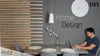 Wandgestaltung Holz Room MAKEOVERHome DesignDIY wood ideasWood WallHome OfficeDIY wall Clock [upl. by Naicad]