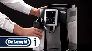 How to fill and attach the milk container on your DeLonghi Magnifica S ECAM 23260 [upl. by Lunnete]