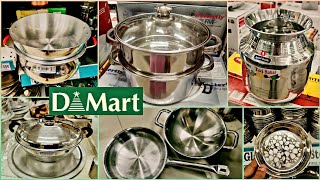 DMart latest collection of stainless steel kitchen products cookware storage containers organisers [upl. by Elnukeda]