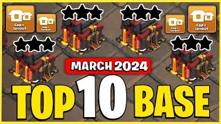 TOP 10 NEW BEST TH10 WAR BASE LINK 2024 TH10 ANTI 2 STAR BASE 2024 TH10 LAYOUT CLASH OF CLANS [upl. by Atoiyanap308]