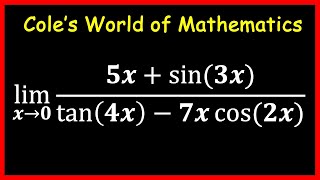 Limit 5x  sin3xtan4x  7xcos2x Calculus [upl. by Nnarual]