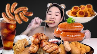 Mukbang ASMR  튀긴 소시지 빵가루 입힌 치즈 소시지 꼬치  fried sausage breaded cheese sausage [upl. by Eninahpets]