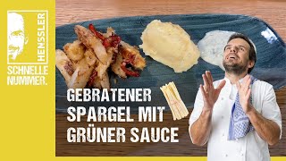 Schnelles Gebratener weißer Spargel mit Kartoffelpüree und grüner Sauce Rezept von Steffen Henssler [upl. by Gipps574]