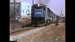 Conrail GEs on Guilford NESE and Bow Coal Train April 1991 [upl. by Airual275]