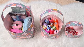 DIY Fabric Basket in 3 Sizes  Fabric Basket Tutorial  Bucket Basket Bag DIY [upl. by Orest]