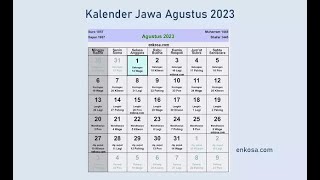 Kalender Jawa Agustus 2023 Lengkap Hari Baik [upl. by Eiramnna55]