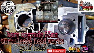 wave 100  bore up  53mm  TURBULENCE head works  DIY [upl. by Olzsal955]