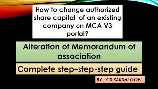 How to change the authorized capital of the company  Alteration in the Memorandum of Association [upl. by Enrobso399]