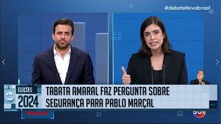 Debate SBT Tabata Amaral PSB pergunta sobre segurança ao candidato Pablo Marçal PRTB [upl. by Aleil]