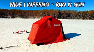 Ice Fishing  Run N Gun for Panfish  Eskimo Wide 1 Inferno [upl. by Darcy]