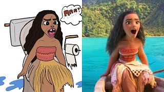 Moana How Far Ill Go Funny Drawing Meme  Try Not to Laugh 😂 [upl. by Happ]