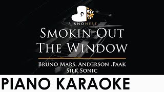 Bruno Mars Anderson Silk Sonic  Smokin Out The Window  Piano Karaoke Instrumental Cover Lyrics [upl. by Dowd53]