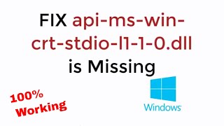 FIX apimswincrtstdiol110dll is Missing From Your Computer in Windows 810 [upl. by Seravat]