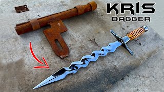 Forging KRIS Knife out of Rusty Gate Lock [upl. by Ramon]