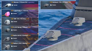 Centauro 155 155 mm VS Top 6 Tier 3 Cannon Damage Test  Modern Warships [upl. by Jak479]