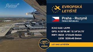 Česká republika Praha  Ruzyně LKPR Let nad letištěm VR 360° video [upl. by Litnahs]