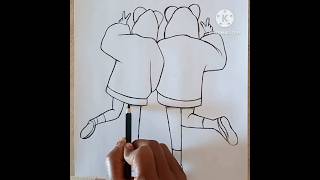 Cute Bff drawing easy 😍 shorts bff bestfriend bestfrienddrawing howtodraw art drawing viral [upl. by Aselehc]