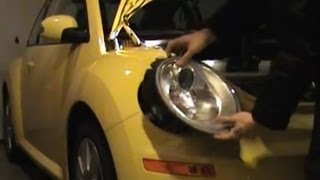 How to change headlight bulb on VW Beetle 200910 [upl. by Dlonyar]