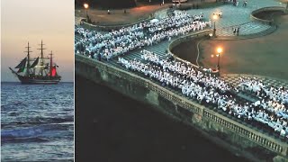 Livorno la Terrazza Mascagni in bianco e il saluto alla Vespucci Così dal drone [upl. by Gerald592]