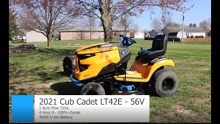 LT42E Electric Cub Cadet Review 2021  XT1 Enduro Electric Riding Mower [upl. by Cobby]