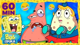 ¡Una hora con los momentos MÁS DIVERTIDOS de Bob Esponja  Bob Esponja en Español [upl. by Ppik]