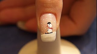 Snowman winter motif as fingernail decoration [upl. by Lytton]