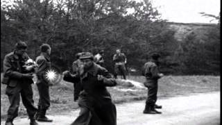 Liberated American POWs kick hit and throw things at newly captured German prisoHD Stock Footage [upl. by Norag]