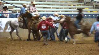 Clovis Ranch Rodeo Bronc Riding Wreck [upl. by Claudian787]