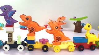 Dinosaurs Train Marbles Run Satisfying ASMR Lego Blocks Building [upl. by Aidekal627]