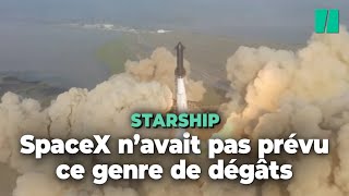 Starship  le pas de tir de SpaceX ébranlé par la puissance du décollage de la fusée [upl. by Nehgam]