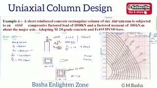 Ex 6  Uniaxial Column Design I Short Column I by G M Basha I [upl. by Ralina518]