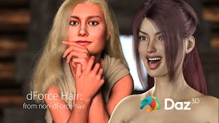 Daz Studio pro Tips Converting nondForce hair to dForce hair [upl. by Iliram]