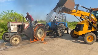 Sonalika Di 60 Rx vs Eicher 242 Tractor Tochan on RCC Road Tractor gone Fired [upl. by Pickens382]