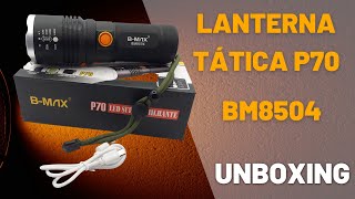 Lanterna Tática P70 LED Super Forte 4 Modos 168000W BMAX – BM8504 [upl. by Francyne]