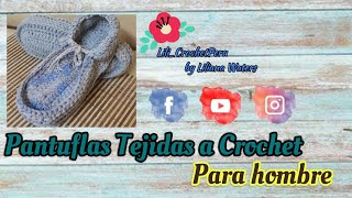 Parte 1 ●PANTUFLAS TEJIDAS A CROCHET Para Hombre《《 TODAS LAS TALLAS》 [upl. by Ahsatak]