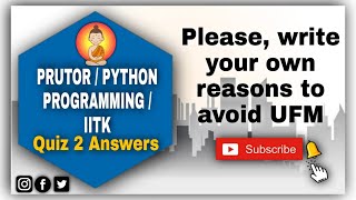 PRUTOR  Python Programming  Quiz 2  KNC402  Answers with Proper Reasoning  AKTU  💯 Correct [upl. by Aisak959]