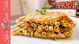 Greek Meat Sauce amp Pasta Pie  Makaronopita Me Kima [upl. by Anika]