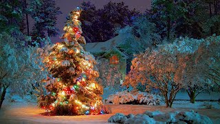 1 Hour Christmas Tree Screensaver  Winter Snowfall Screensaver with Relaxing Christmas Music 4K [upl. by Danby]